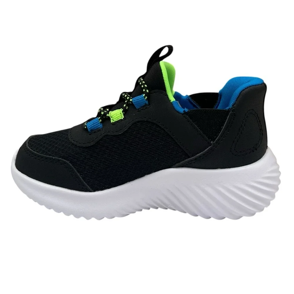 Skechers Bounder Toddler Boys Slip-on Athletic Shoes Size 7 Black Blue Lime